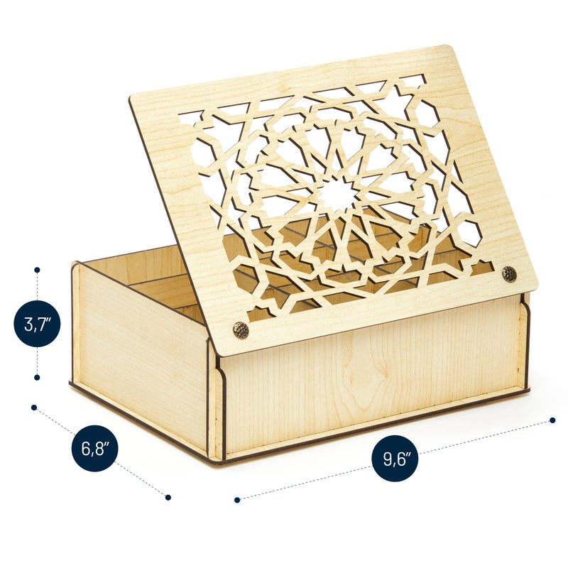 Royalhouse Premium Wood (Hard Mdf) Tea Storage Box Organizer (White)  Eco-Friendly Multi-Functional Decorative Box  9 Compartments For Assorted Variety Of Tea Bags And Small Items - Image 3