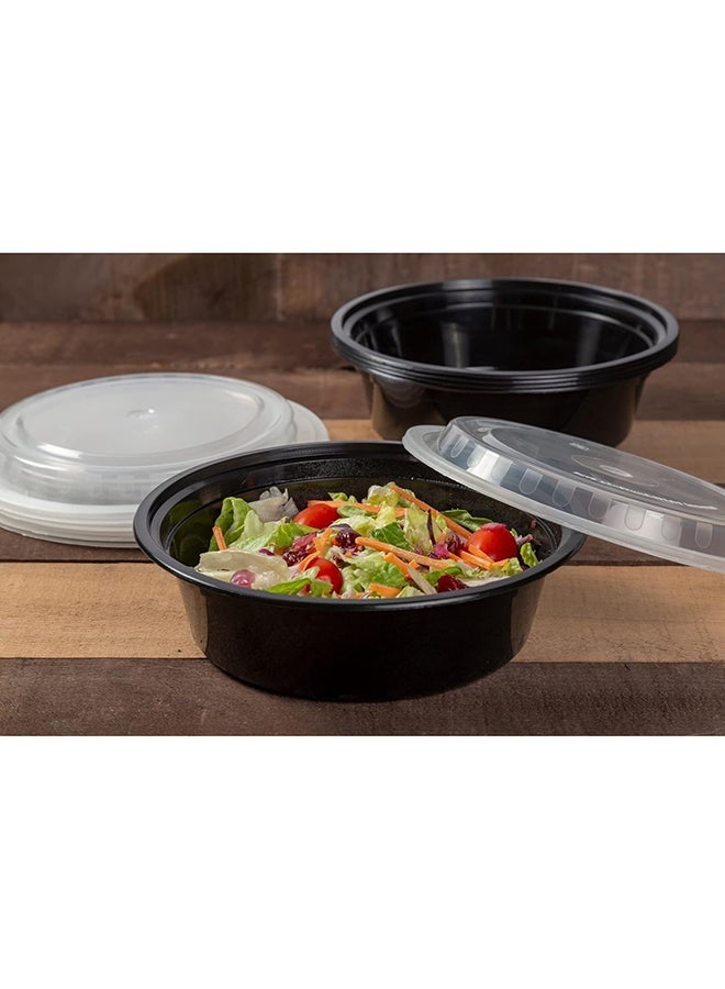 Khaleej Pack 24 oz-10 Pcs Black-Base clear Microwave container with lids - round  Disposable food storage container with lids - Image 2