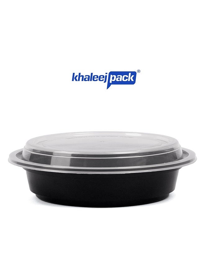 Khaleej Pack 24 oz-10 Pcs Black-Base clear Microwave container with lids - round  Disposable food storage container with lids - Image 3