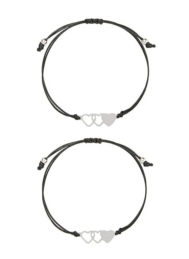 YELLOW CHIMES - Heart Shaped Sister Bracelets 2 Piece Combo Set For Women - Image 1