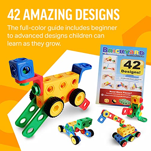 Brickyard Building Blocks STEM Toys - Educational Building Toys for Kids Ages 4-8 with 101 Pieces, Tools, Design Guide and Toy Storage Box, Gift for Boys & Girls - Image 5