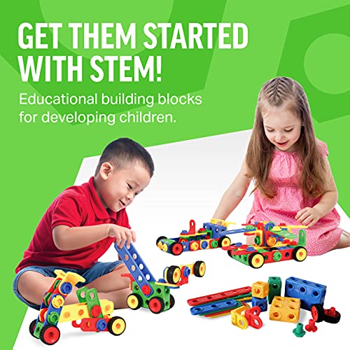 Brickyard Building Blocks STEM Toys - Educational Building Toys for Kids Ages 4-8 with 101 Pieces, Tools, Design Guide and Toy Storage Box, Gift for Boys & Girls - Image 2