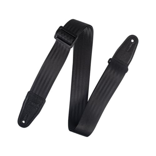 Levy's Leathers 2" Wide Seatbelt Stlye Guitar Strap with Genuine Leather Ends; Black (M8SB-BLK) - Image 1