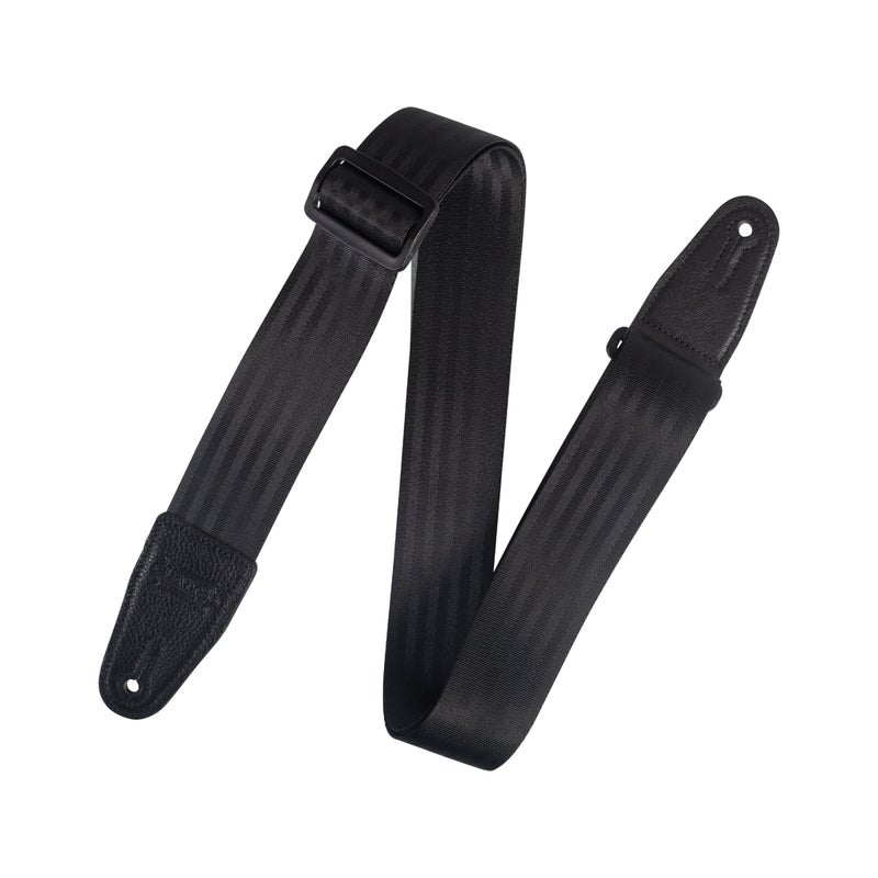 Levy's Leathers 2" Wide Seatbelt Stlye Guitar Strap with Genuine Leather Ends; Black (M8SB-BLK) - Image 5