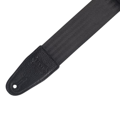 Levy's Leathers 2" Wide Seatbelt Stlye Guitar Strap with Genuine Leather Ends; Black (M8SB-BLK) - Image 3