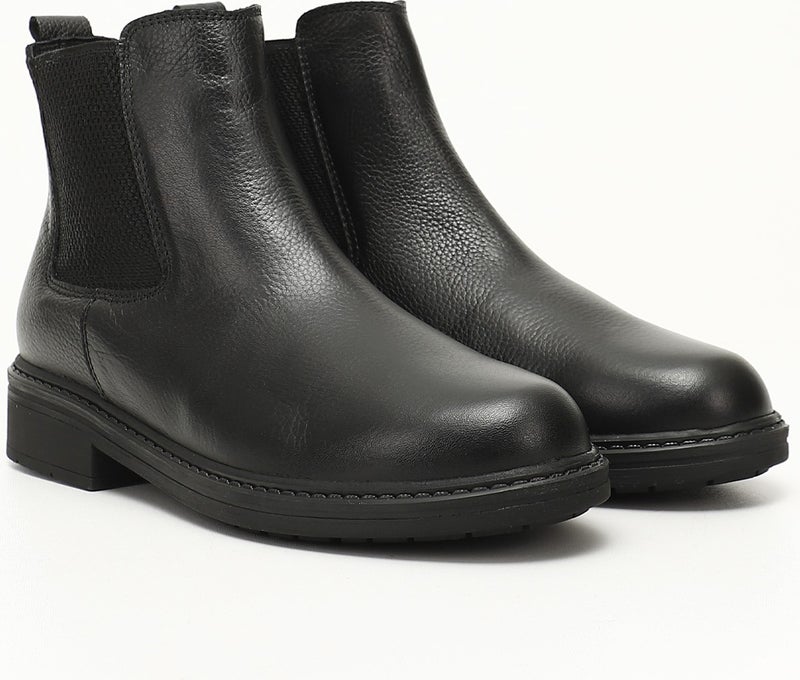 Gönderi(r) Gön Genuine Leather Round Toe Rubber Sole Heeled Elastic Women's Chelsea Boots 42424  - Image 2