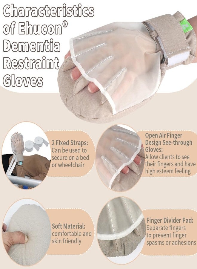 Ehucon Dementia Restraint Gloves-2Pcs,Bed Restraints Control Mitts,Safety Hand Gloves for Elderly/Dementia Patients,Anti Scratch Gloves to Prevent Scratching Harm - Image 3