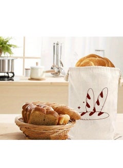 Generic 1Pc Large Linen Bread Bags for Homemade Bread Reusable Bread Container Drawstring Bread Storage Bags Large Linen Saver Bag Printed Bread Bags for Bread Storage Bakers Gifts  - Image 3