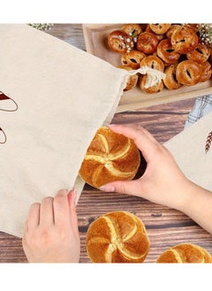 Generic 1Pc Large Linen Bread Bags for Homemade Bread Reusable Bread Container Drawstring Bread Storage Bags Large Linen Saver Bag Printed Bread Bags for Bread Storage Bakers Gifts  - Image 5