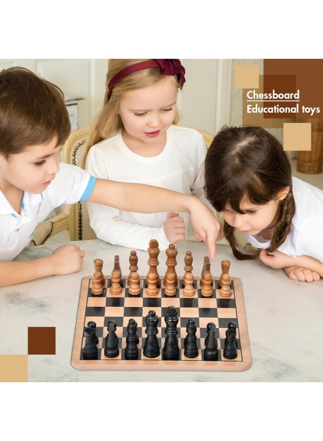 DMG TECH Wooden Chess Set, 3-in-1 Chess Board Games Chess Board, Chess&Checkers, Tic-tac-toe, PortableTravel Chess Board Game Sets for Adults and Kids - Image 4