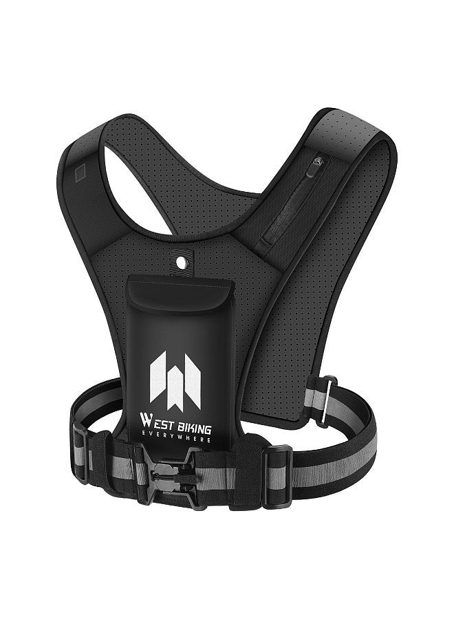 WEST BIKING Motorcycle Riding Bike Cycling Reflective Vest High Visibility Running Vest With PhoneHolder Water Bottle Bag Safety Night Sports Vest - Image 1