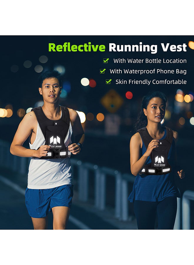 WEST BIKING Motorcycle Riding Bike Cycling Reflective Vest High Visibility Running Vest With PhoneHolder Water Bottle Bag Safety Night Sports Vest - Image 4