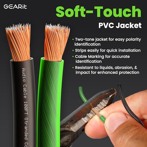 GEARit Pro Series 16AWG Speaker Wire, 16 Gauge Speaker Wire Cable (100 Feet / 30 Meters) Great Use for Home Theater Speakers and Car Speakers, Transparent Black/Green - Image 5
