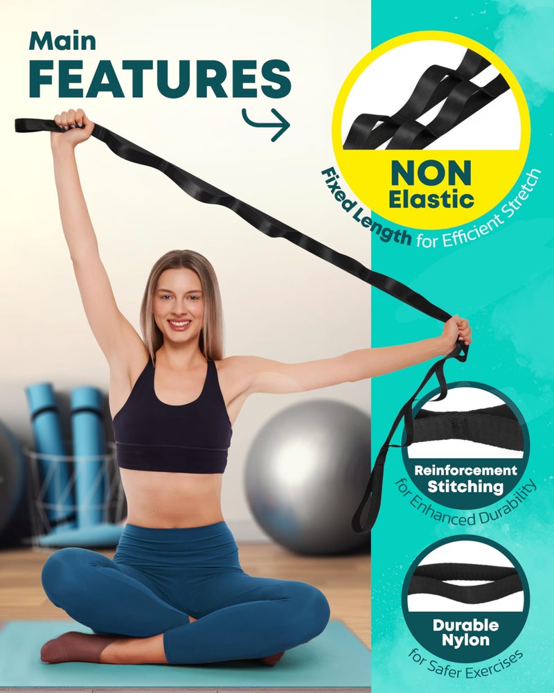 Ctrl Sports Stretching Strap Non Elastic Yoga Strap with Loops - Stretching Band for Physical Therapy, Stretch Bands for Exercise and Flexibility - Stretch Strap with 10 Loops, Hamstring & Leg Stretcher Strap - Image 3