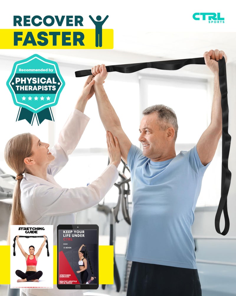 Ctrl Sports Stretching Strap Non Elastic Yoga Strap with Loops - Stretching Band for Physical Therapy, Stretch Bands for Exercise and Flexibility - Stretch Strap with 10 Loops, Hamstring & Leg Stretcher Strap - Image 5