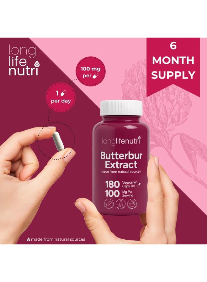 LongLifeNutri Butterbur Extract 100mg 180 Vegetarian Capsules | Made in USA | Natural Headache Supplement | Migraine and Allergy Relief | Supports Healthy Bladder and Inflammation | 100 mg Pure Powder Pill Formula - Image 5