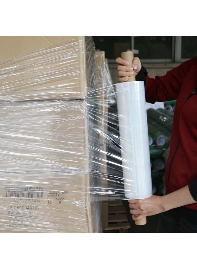 BOMEI PACK 4 Stretch Film Wrap - Industrial Clear Plastic Stretch Wrap 1000 Feet 80 Gauge with Handle, Pallet Wrap for ing, Moving Supplies, ing Wrap Plastic Roll, - Image 2