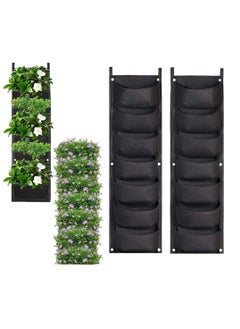 Generic 2 Pack Wall Planting Bags 7 Pocket Wall Hanging Vertical Planter Planting Grow Bags Garden Wall Planter for Yard Garden Home Decoration(Black)  - Image 1