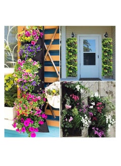 Generic 2 Pack Wall Planting Bags 7 Pocket Wall Hanging Vertical Planter Planting Grow Bags Garden Wall Planter for Yard Garden Home Decoration(Black)  - Image 3