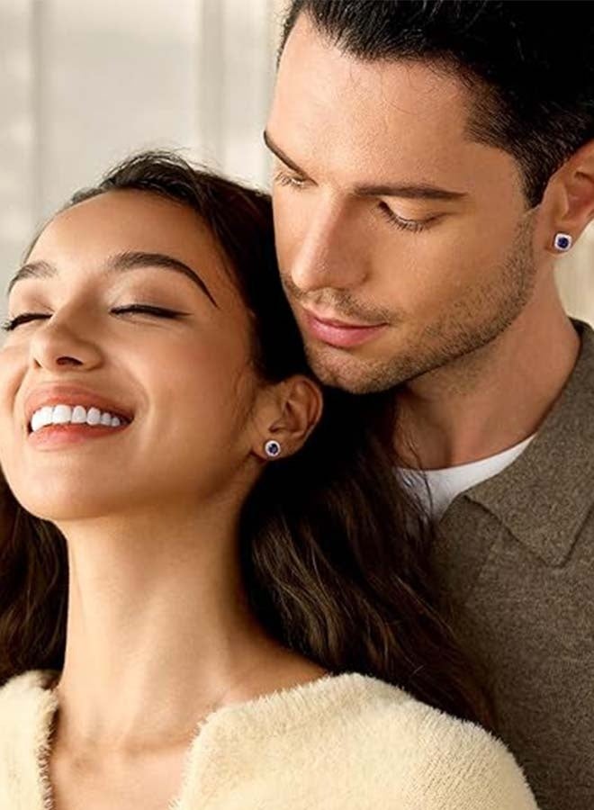 أقراط مرصعة بالزركونيا المكعبة مطلية بالذهب عيار 18 قيراطًا، مصنوعة من الفضة الإسترليني عيار 925، بتصميم هالة، مناسبة للرجال والنساء. - Image 3