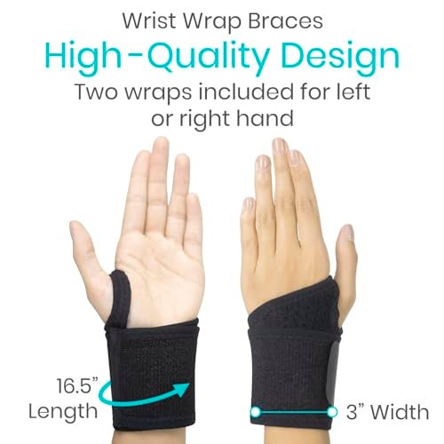 Vive Wrist Wrap Braces (2 Pack) - Tendonitis Support for Carpal Tunnel Arthritis - Sprained Pain Protection Sleeve - Weightlifting & Calisthenics Compression Stabilizer for Women, Men - Adjustable - Image 2