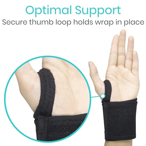 Vive Wrist Wrap Braces (2 Pack) - Tendonitis Support for Carpal Tunnel Arthritis - Sprained Pain Protection Sleeve - Weightlifting & Calisthenics Compression Stabilizer for Women, Men - Adjustable - Image 3