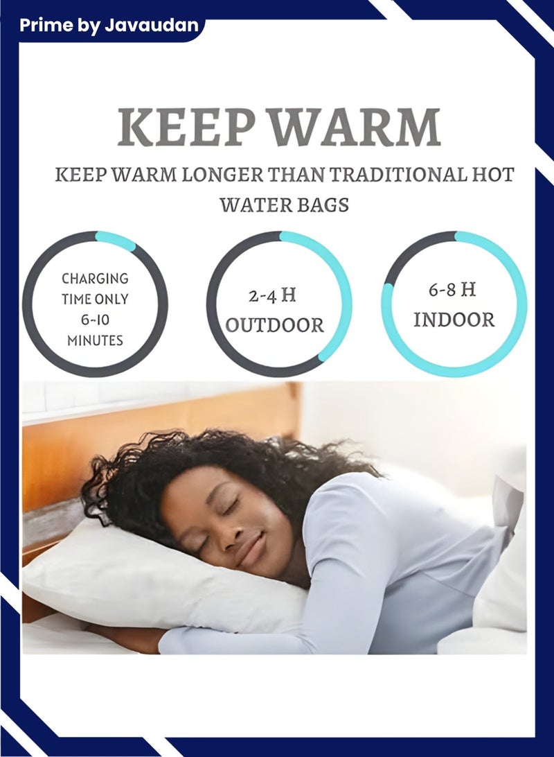 Prime by javaudan Electric Hot Water Bag Rechargeable Heating Bag with Fleece Cover for Cramps, Neck, Shoulders Pain Relief Bag for Hot Therapy Hand & Feet Warmer - Image 2