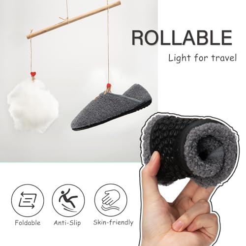 ATHMILE House Slippers for Women Men Indoor Barefoot Slippers Socks Furry Slip on House Shoes Cozy Comfy for Home Bedroom Travel Yoga Women 8-8.5 Dark Grey - Image 5
