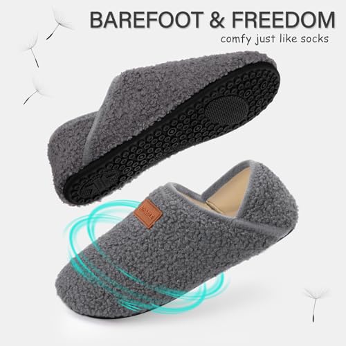 ATHMILE House Slippers for Women Men Indoor Barefoot Slippers Socks Furry Slip on House Shoes Cozy Comfy for Home Bedroom Travel Yoga Women 8-8.5 Dark Grey - Image 3