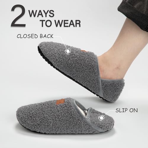 ATHMILE House Slippers for Women Men Indoor Barefoot Slippers Socks Furry Slip on House Shoes Cozy Comfy for Home Bedroom Travel Yoga Women 8-8.5 Dark Grey - Image 2