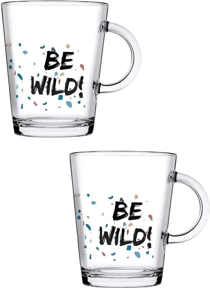 Paşabahçe 55243 Terazzo 385CC 2-Piece Be Wild Glass Mug Set