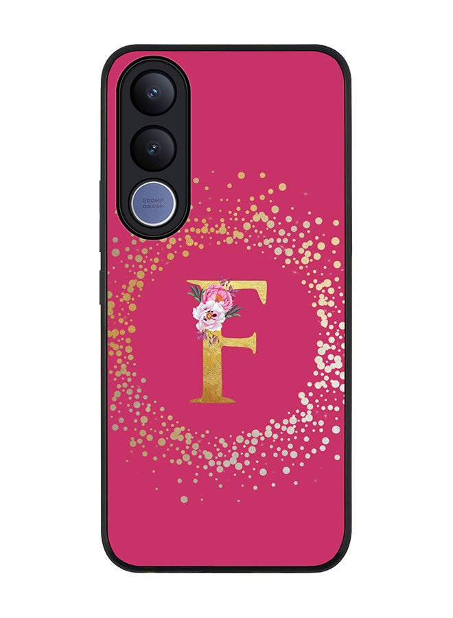 Stylizedd For vivo V70 FE Case,Slim fit Camera Protection, Shockproof Thin Phone cover  - Custom Monogram Floral - F ( Deep Pink ) - Image 1