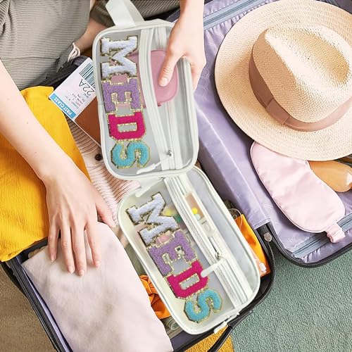 COSHAYSOO Clear MEDS Bag Medicine Zipper Pouch with Preppy Chenille Letter Patch, Small Medication Drug Pills Travel Storage Case Cute Traveling Accessories Organizer Gift for Women Teen Girls - Image 5