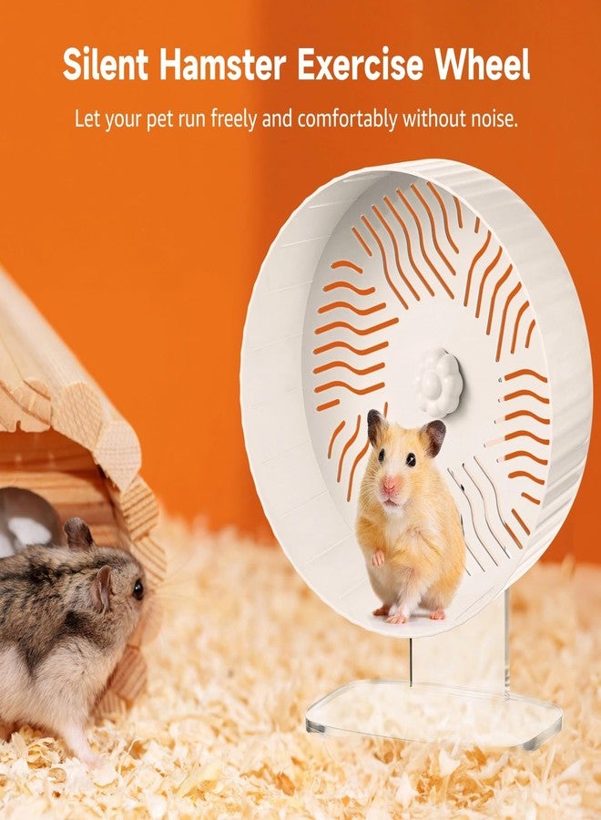 Homaisson Silent Hamster Wheel, Hamster Exercise Wheel with Adjustable Acrylic Stand, Hamster Exercise Wheel for Gerbil, Syrian & Dwarf, Chinchilla and More Small Animal Hamster Running Wheels (9.5 in) - Image 2