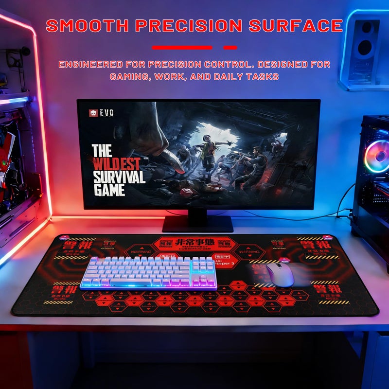 TREASURE CASE Mouse Pad, Neon Genesis Evangelion 'Alert' Design 35.4"x15.7" Big Mouse Pad - Featuring MAGI System & Emergency Warning Graphics for EVA Fans - Image 4