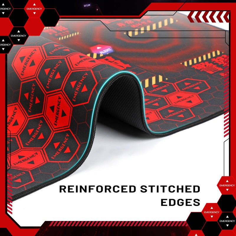 TREASURE CASE Mouse Pad, Neon Genesis Evangelion 'Alert' Design 35.4"x15.7" Big Mouse Pad - Featuring MAGI System & Emergency Warning Graphics for EVA Fans - Image 2