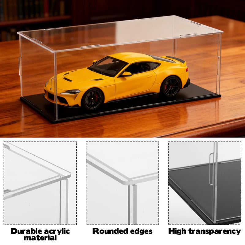 YEXEXINM Acrylic Model Car Display Case 1: 24 Scale with Black Base Clear Model Car Storage Case Diecast Display Boxes Vehicle Model Car Case Dustproof Showcase for Collectibles Memorabilia Toy Storage - Image 3