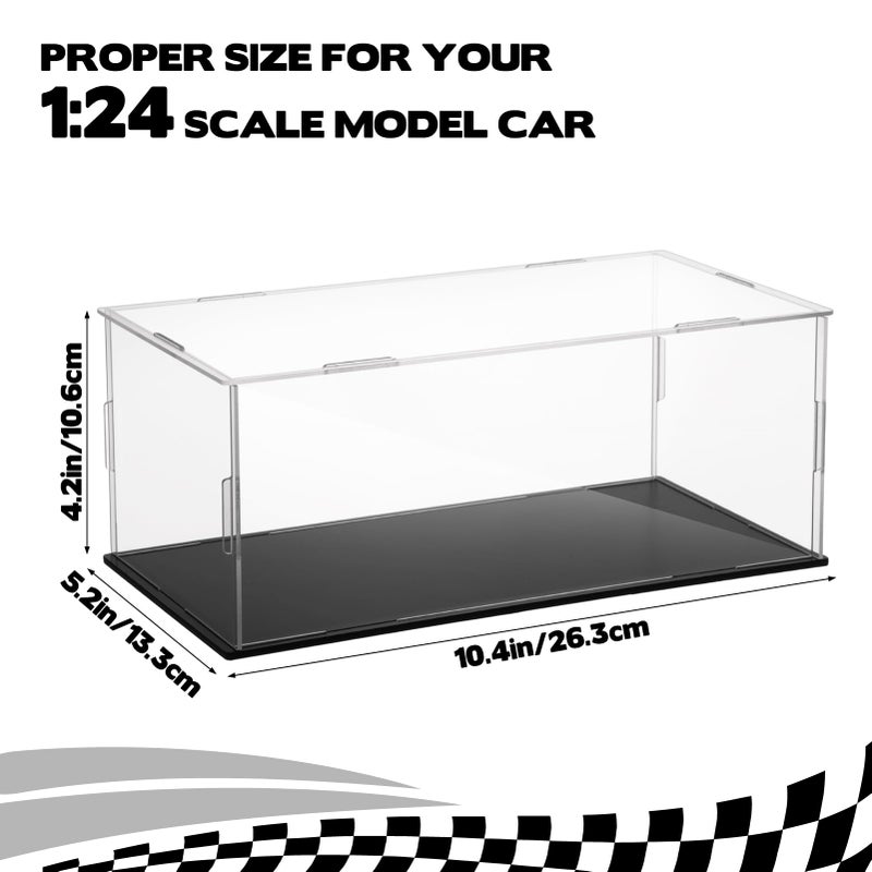 YEXEXINM Acrylic Model Car Display Case 1: 24 Scale with Black Base Clear Model Car Storage Case Diecast Display Boxes Vehicle Model Car Case Dustproof Showcase for Collectibles Memorabilia Toy Storage - Image 2