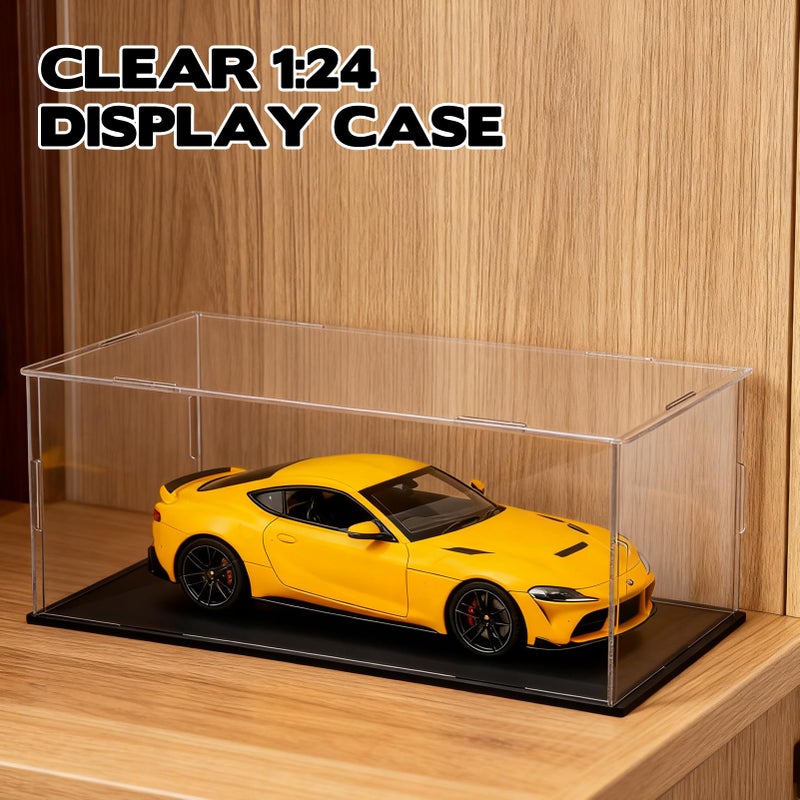 YEXEXINM Acrylic Model Car Display Case 1: 24 Scale with Black Base Clear Model Car Storage Case Diecast Display Boxes Vehicle Model Car Case Dustproof Showcase for Collectibles Memorabilia Toy Storage - Image 5