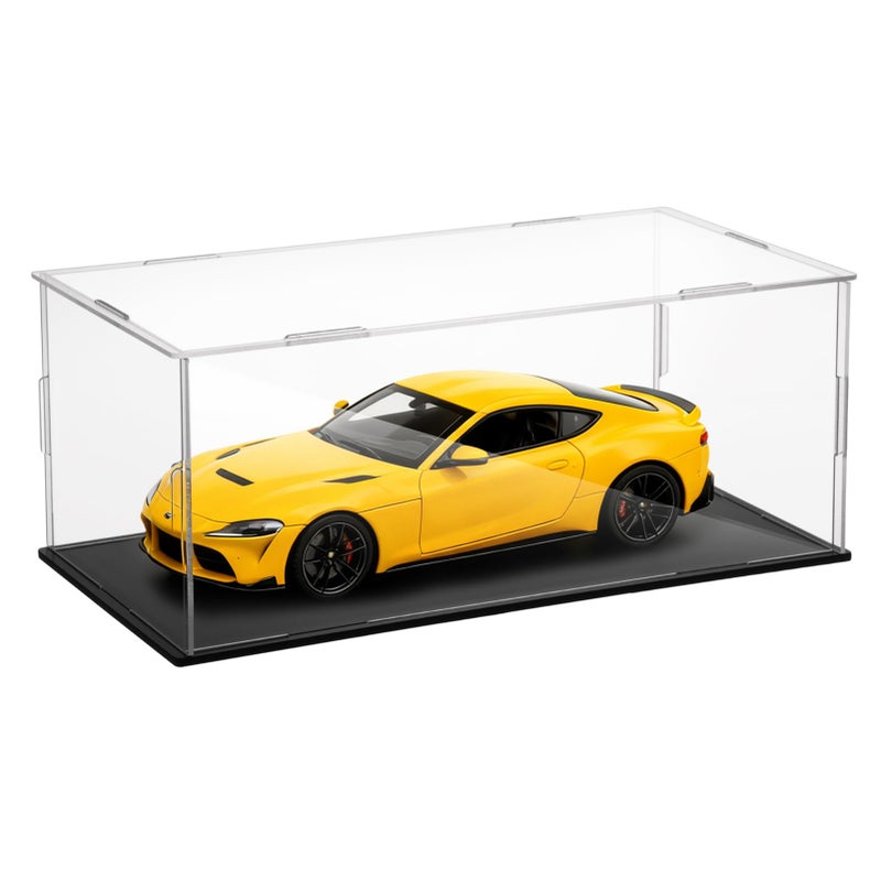 YEXEXINM Acrylic Model Car Display Case 1: 24 Scale with Black Base Clear Model Car Storage Case Diecast Display Boxes Vehicle Model Car Case Dustproof Showcase for Collectibles Memorabilia Toy Storage - Image 1