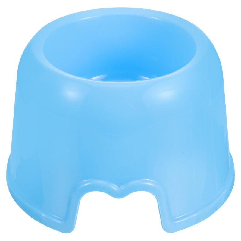 Candy Blue Plastic Pet Food Bowl Single Feeder Dish For Dogs Cats Home Travel - Image 2