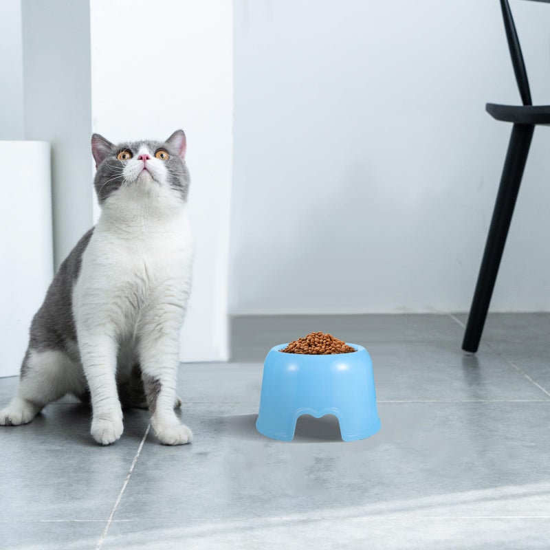 Candy Blue Plastic Pet Food Bowl Single Feeder Dish For Dogs Cats Home Travel - Image 5
