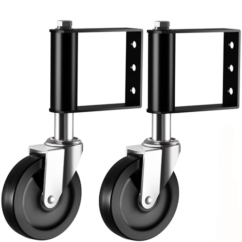 Ronlap Gate Caster Wheels Spring Loaded for Wooden Metal Tube Swing Fence Gates Heavy Duty Outdoor Farm Vinyl Gate Rollers, 220 Lbs, 4 Inches, 2 Pack - Image 1