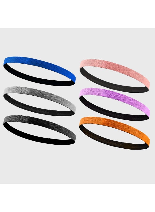 6pcs Elastic Sports Headbands Thick Non-Slip Hair Bands，Colorful Workout Headband Sweatband Fashion Yoga，Running Elastic Sports Headbands，For Women And Men - Image 2