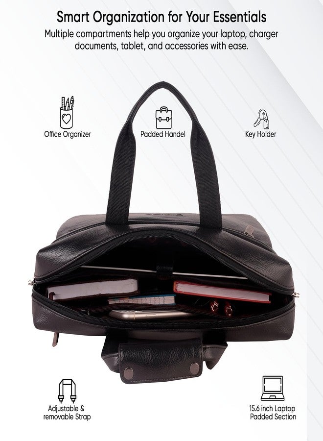 DIVISO Professional Unisex Office Bag - Premium Indian Polyurethane, Nylon/PU Strap, Secure Zipper Closure - Sleek, Durable & Ideal for Daily Use (Black) - Image 2
