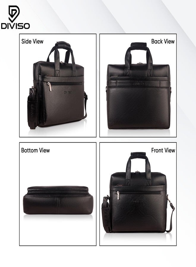 DIVISO Professional Unisex Office Bag - Premium Indian Polyurethane, Nylon/PU Strap, Secure Zipper Closure - Sleek, Durable & Ideal for Daily Use (Black) - Image 5