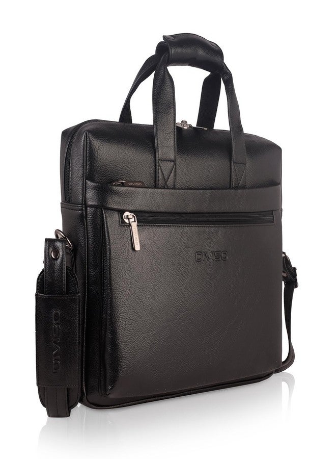 DIVISO Professional Unisex Office Bag - Premium Indian Polyurethane, Nylon/PU Strap, Secure Zipper Closure - Sleek, Durable & Ideal for Daily Use (Black) - Image 1