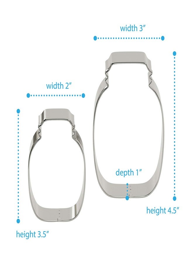 Bakerpan Stainless Steel Mason Jar Cookie Cutters, Jar Shape Cutter Set of 4 (3.5 Inch & 4.5 Inch) - Image 2
