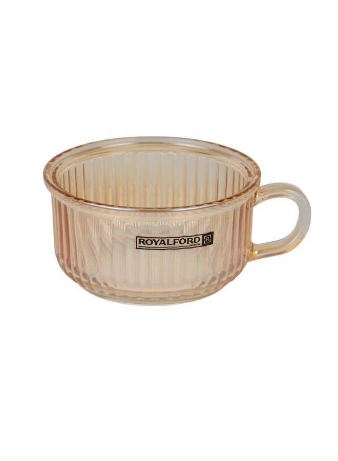 Royalford Glass Bowl With Lid  Or Soda Lime Pot Side Handle Mug Design gold and transparent - Image 4