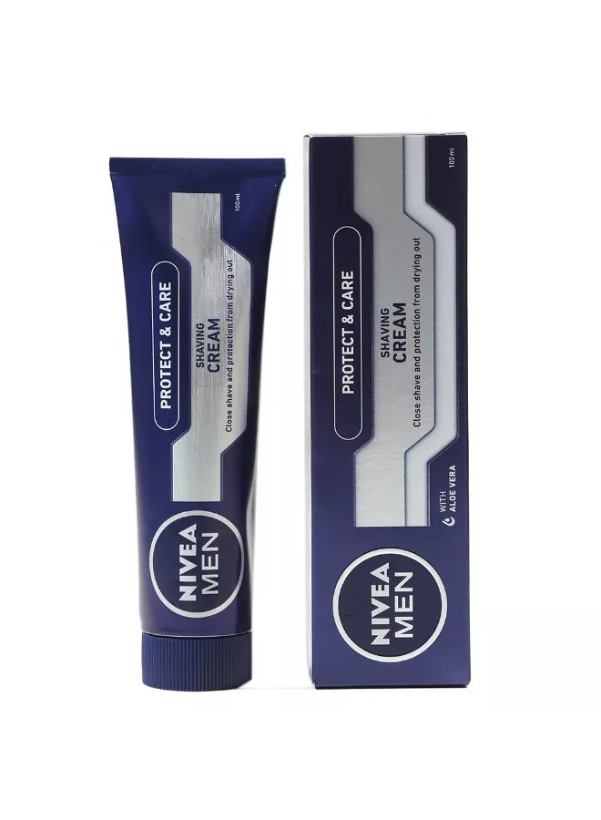 Nivea Men Shaving Cream with Aloe Vera, Protect and Care Shaving Cream for Men 100ml - Image 2